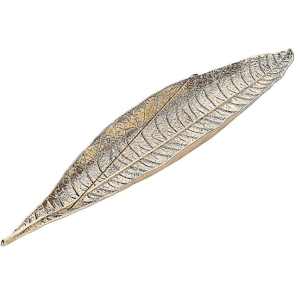 Røgelsespindsholder Metal Blad Båd Røgelsesbrænder Askeopsamler 11 Tommer Lang Til Hjemmeindretning Tilbehør (guld) (1 stk