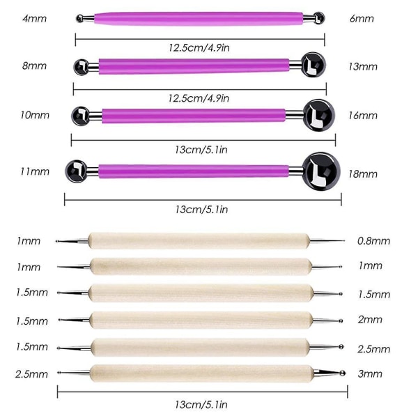 14 stk Polymer Modellering Leire Skulpturverktøy, Ball Stylus