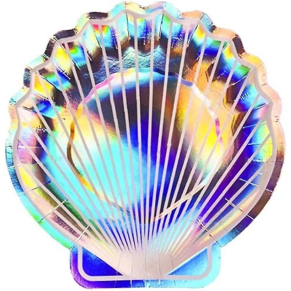 9 tum Iridescent Engångstallrikar Biologiskt Nedbrytbara Färgglada Skal Papperstallrikar Födelsedagsfest Dekoration (8 st, blandade