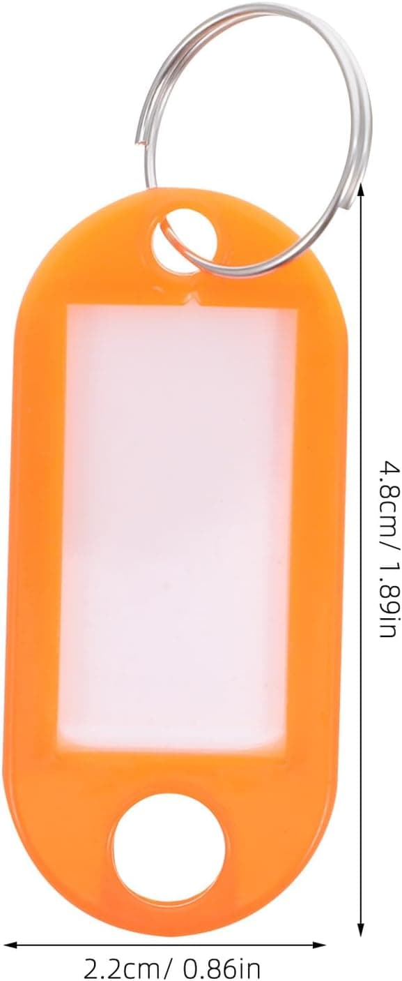 100 st orange plastnyckelbrickor med ringar kompakta nyckelskyltar