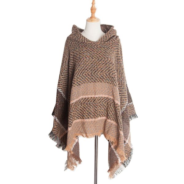 Herringbenskjortet hettekappe med pullover-kappe Coffee