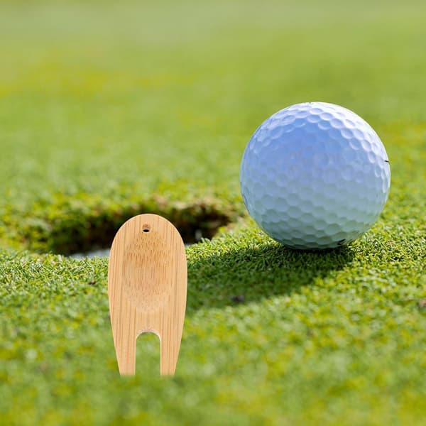 5 st bambu golf divot verktyg med bollmarkör set golf divot reparationsgafflar