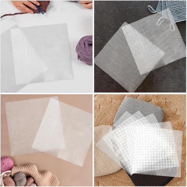 5 st 20x20 cm plastnätdukar för DIY-väskprojekt, broderinätdukar