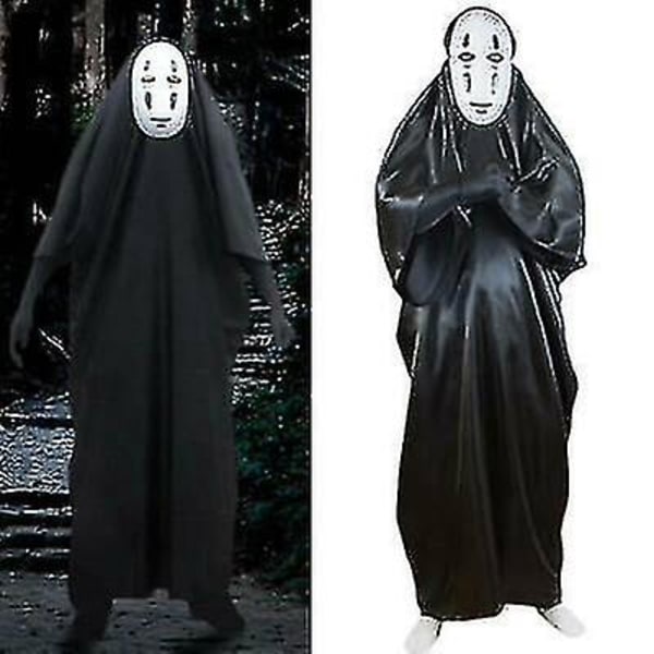 Spirited Away No Face Man Kostume Sæt Kappe Maske Handsker Fancy Up Outfit S