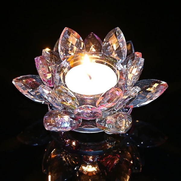 Lasinen kynttilänjalka Lotus Flower kynttilänjalka kynttilänjalka koristelu lasipohja Votive-kynttilään
