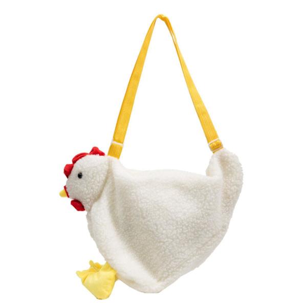Sød Kylling Plys Håndtaske Skuldertaske Sød Tegneserie Kylling Plys Crossbody Taske-yuhao Apricot