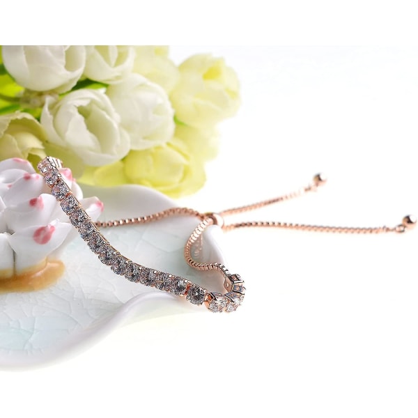 Modejusterbart kædearmbånd til kvinder, cubic zirconia roseguld gavearmbånd af luksus skinnende smykker