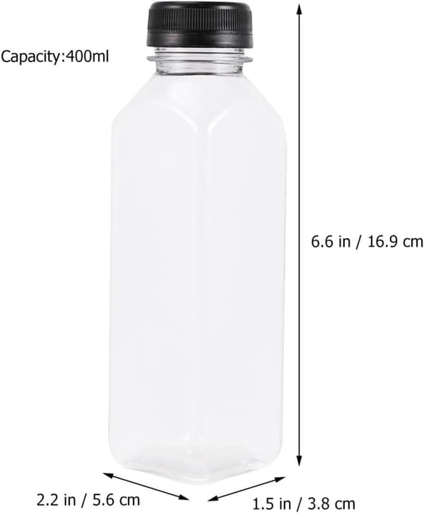 12 st återanvändbara dryckesflaskor påfyllningsbara juiceflaskor 400 ml plast säker försegling lätt att bära elegant snygg design