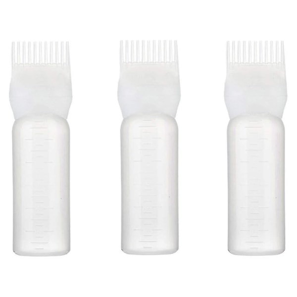 3 stk kampåføringsflaske hårfargebørsteapplikator hårfargeflaske med kam og gradert skala