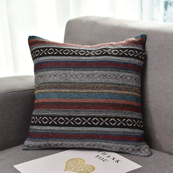 Sett med 4 dekorative putetrekk for sofa Sovesofa Bohemian retro stripe bomullsblanding lin