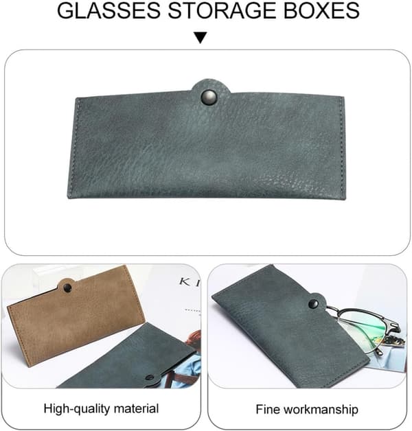 Bärbart glasögonfodral i läder, 3-pack med spänne för solglasögon och läsglasögon