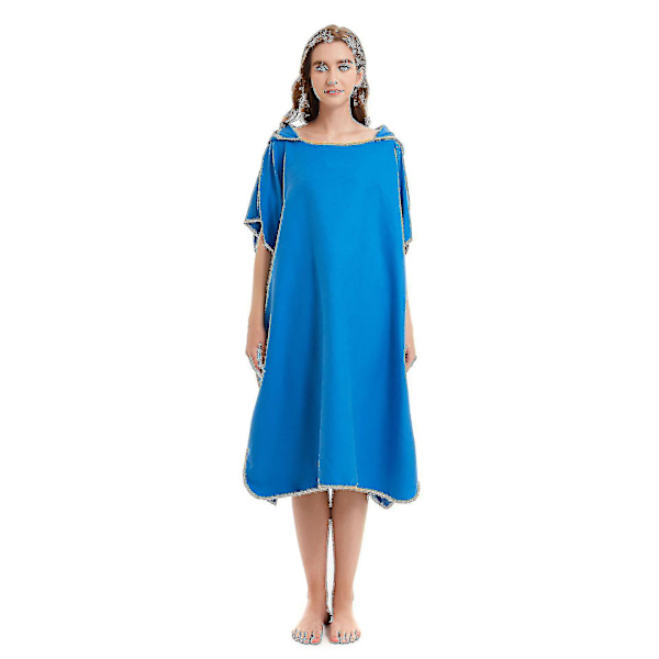 Mikrofiber Hettehåndkle Menn Kvinner For Svømming Strand Reise Hurtig Tørking Skiftende Kappe Badehåndkle Badekåpe Surf Poncho Sauna Playa Blue
