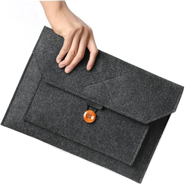 Rosa Laptopveske Filt Laptop Sleeve Lommer for Mus Mobiltelefonlader Datakabel