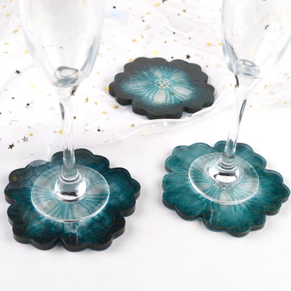4 stk. DIY Epoxy Silikone Coaster Form Sæt, Blomsterform Harpiks Håndværksforme