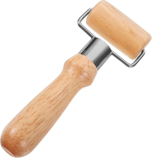 Deigrulle Multifunksjonell Kjevle i Tre og Rustfritt Stål Ergonomisk Design Enkel Stil Khaki Farge