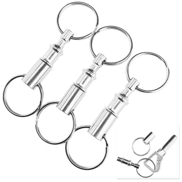 Aftagelige Pull Apart Quick Release nøglering nøgleringe To splitringe (sølv) (3 stk)