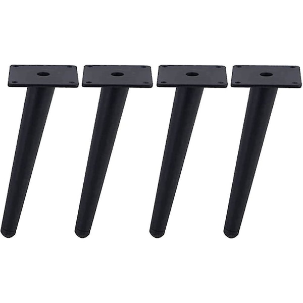 4 stycken snedställda möbelfötter metall svarta skåpben, avsmalnande möbelben present