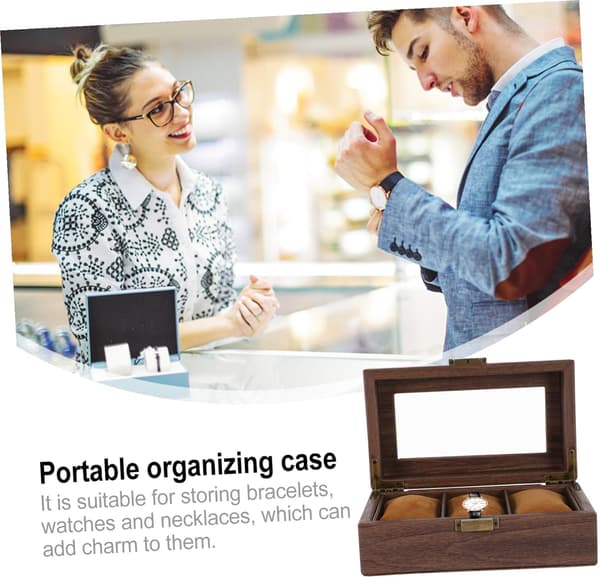 Klockförvaringslåda Retro PU-läderfack Organizer för män Displayfodral Klockförpackningsfodral