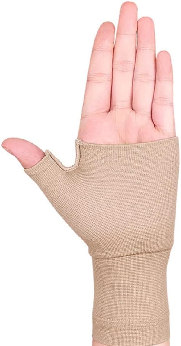Kompression Elastiske Fingerløse Handsker til Håndlindring Åndbar Håndledsstøtte Velegnet til Sport Hudfarve L Voksne