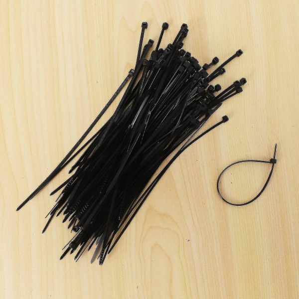 100 stk 150 X 1,8 mm elektrisk kabelbinder omslag nylonfeste svart (haoyi)-yuhao
