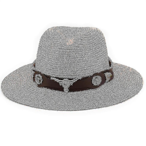 Klassisk Panamahatt Sommer Solhatt For Kvinner Menn Strand Halmhatt Light bean paste