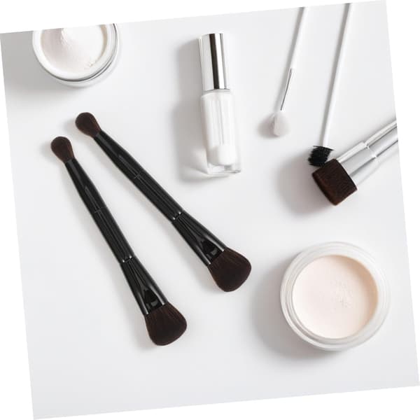2 stk. multifunktionel makeupbørste dobbeltendet pudderbørste til highlighter, kontur og blush til ansigtsmakeup