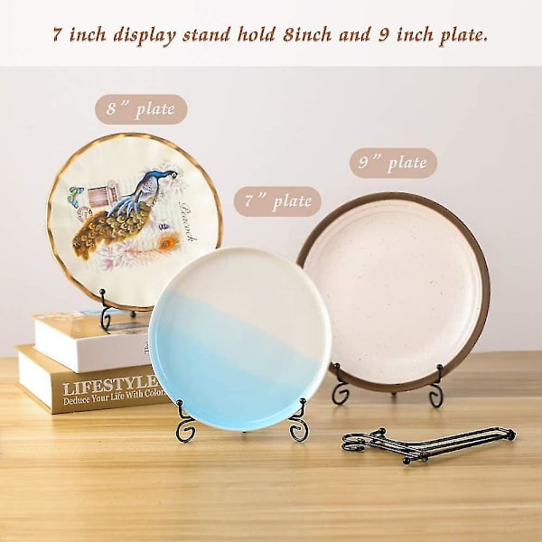 2 Pak Iron Display Stativ, Sort Jern Staffeli Plade Display Fotoholder Stativ, Viser Billedrammer, Dekorative Tallerkener, Tablets Og Kunst 4 Tommer 7 inch
