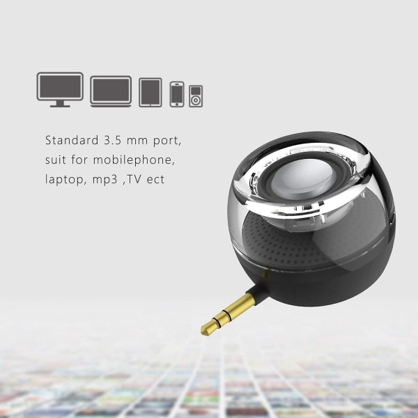 USB -högtalare, line-in-högtalare med 3,5 mm ljudkontakt och minikompakt rund form Kraftfull klar bas