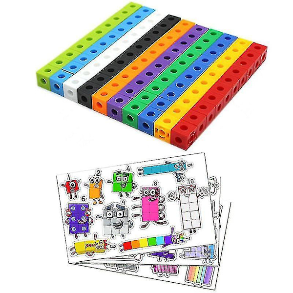 100 kpl Matematiikan Linkkikuuppia Numberblocks Lukitus Multilink Laskentakuutiot Set b