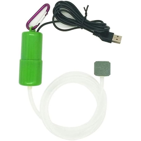 Mini USB Akvarium Luftpumpe Luftsteinslange Grønn
