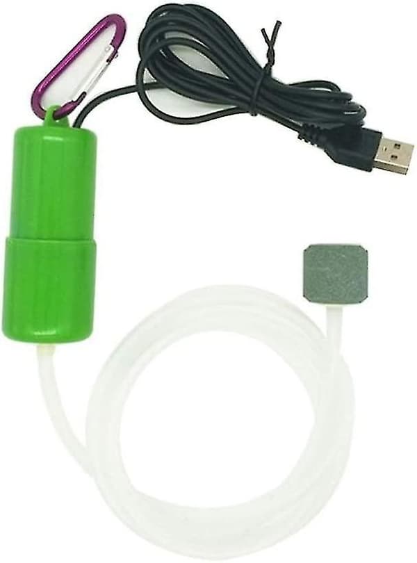 Mini USB Akvarium Luftpumpe Luftsten Slange Grøn