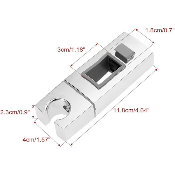 Skydeshowerhovedholder til skinne - 18 x 30 mm - rektangulær, ABS krom