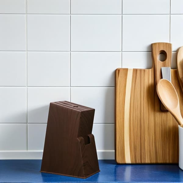 Köksknivhållare Knivställ Brun Plast Platt Botten