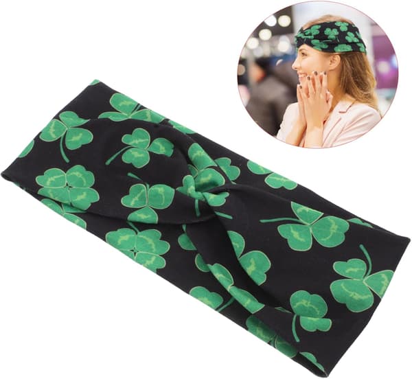 Irländskt Shamrock-pannband för kvinnor Hög elasticitet Brett turbanhåraccessoarer
