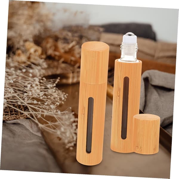 Bambu Roll-on Flaskor 3st 10ml Små Tomma Eterisk Oljehållare med Fönster för Resor och Aromaterapi