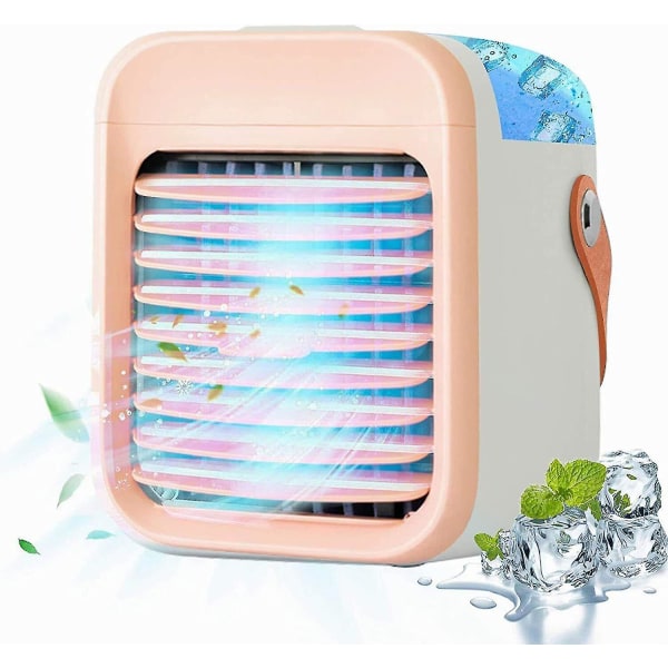 Qinux Airgo Mini Air Cooler Bærbar Air Cooler Conditioning Fan Unit Chiller Purifier Skrivebord Soverom Study -sz.14765 pink