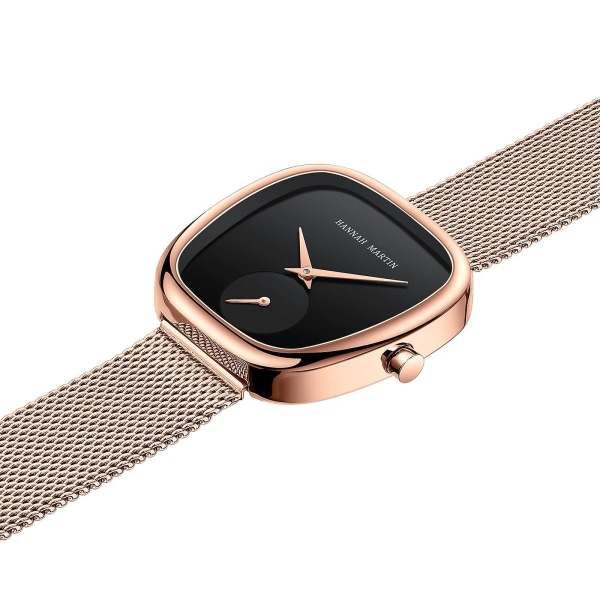 Ruostumattomasta teräksestä valmistettu Milan Mesh Quartz watch Luova kaksinastainen Half Tonneau Design 1251bwff