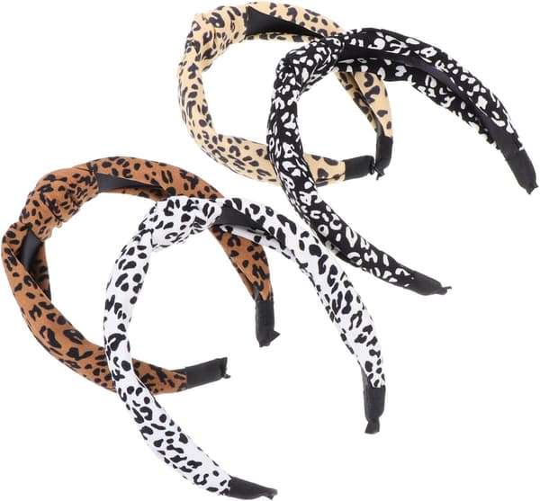 4st Kvinnor Leopardmönstrade Pannband Stretchigt Material Håraccessoarer för Bröllop
