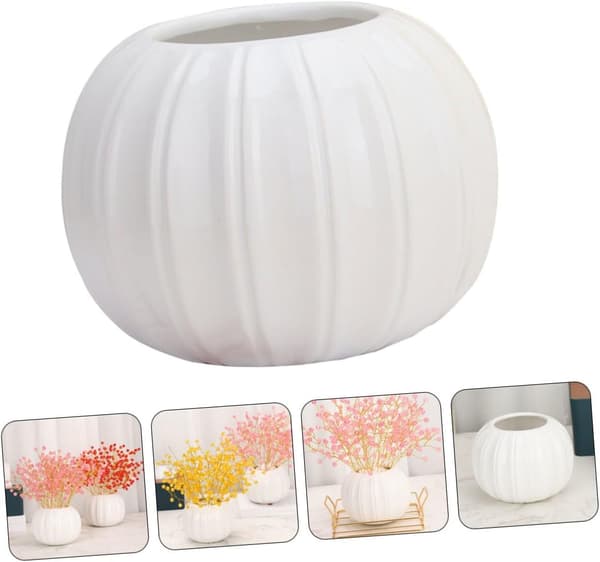 Modern Keramisk Blomvas Pumpaformad Vit Keramisk Blomsterarrangemangsvas