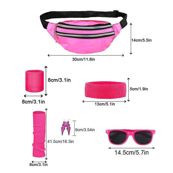 Kvinnors 90-tal 80-tal Retro Disco Hiphop Möhippa Kostymtillbehör Cosplay Set One Size