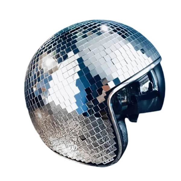 Klassisk Diskotekugle Hjelm Spejl Glitterkugle Hjelme Hat Til Klub Bar Fest Fuld Glas Reflekterende Motorcykelhjelme Til Cowboy