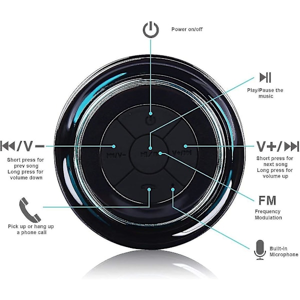Portabla Bluetooth-högtalare, Vattentät Trådlös Bluetooth-högtalare, Duschradio, Bärbar