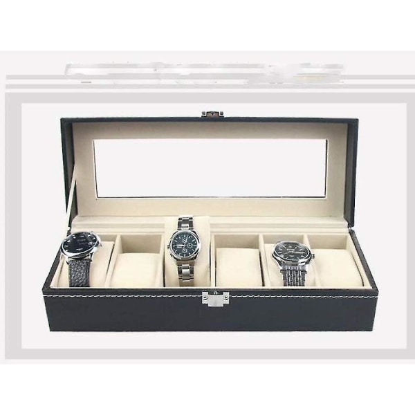 Urboks Sort Læder Mode Urboks Display Case Ur Opbevaring Organizer Box Box Armbånd