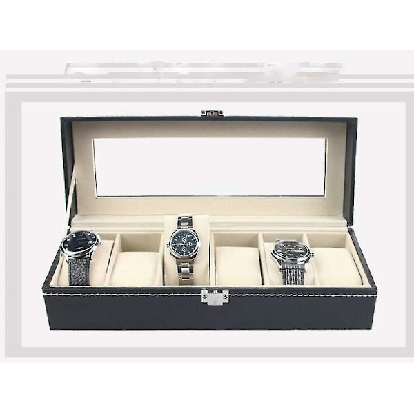 Urklocka Box Svart Läder Mode Urklocka Box Display Case Urklocka Förvaring Organizer Box Box Armband
