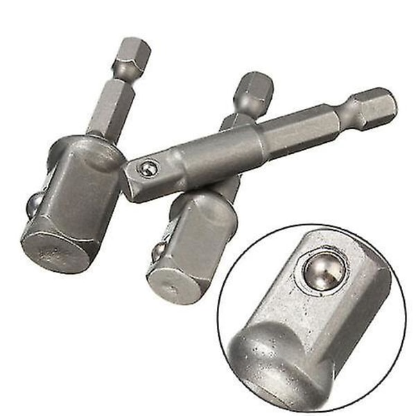 Forlængelsesborbits-stikadapter sæt Hexskaft til 1/4\" 3/8\" 1/2\" (sølv) (3 stk)