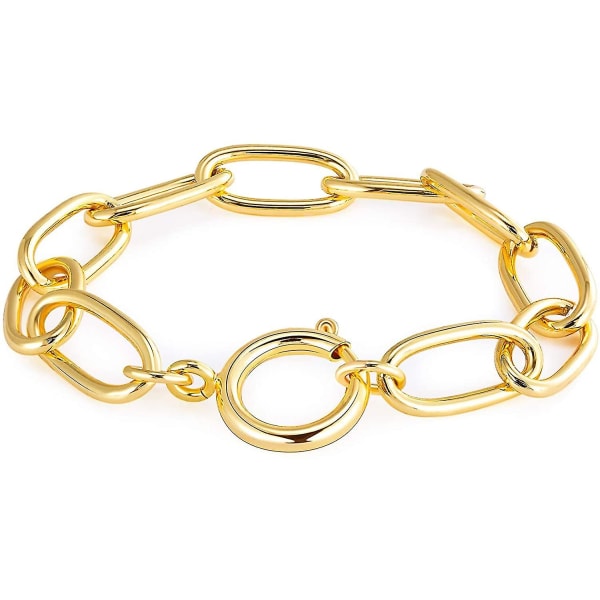 Guld Link armbånd til kvinder damer piger - 14 k guldbelagt papirclips kæde