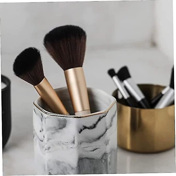 Makeup Penselholder Skrivebords Pen Organizer Keramik Marmor Pen Kontorartikler Organizer Stativ Pen Holder
