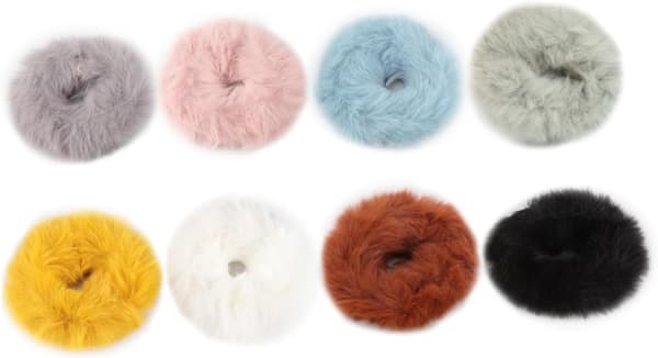 8 st plyschhårringar fluffiga solida hästsvanshårrep för höst vinter flickor slipsar slumpmässig stil