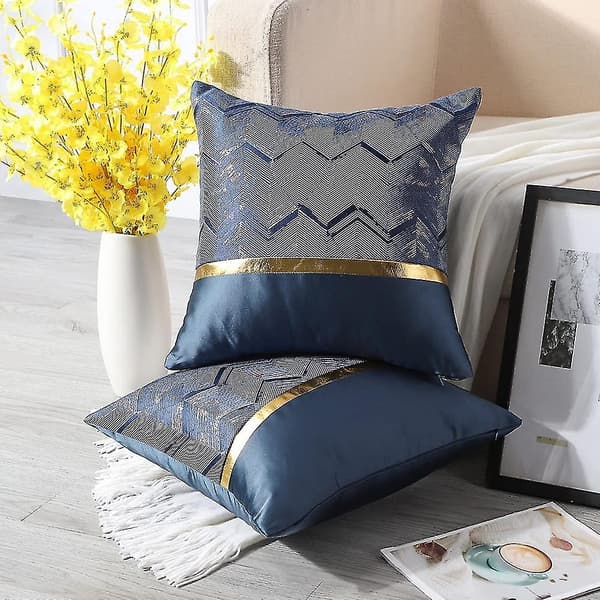 2 st Polyester Gyllene Trådsvåg Dekorativa Kuddfodral Hem Vardagsrum Soffa Sovrum