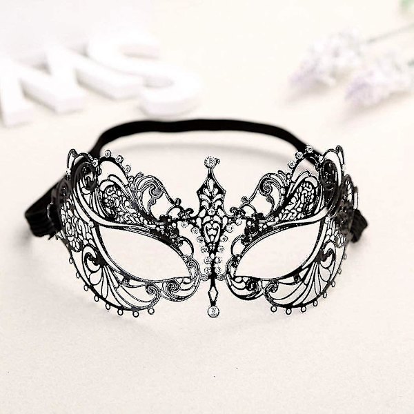 Maskeradmask Dam Metall Strass Venedig Bal
